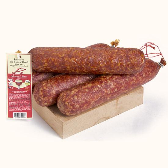 Sausage flavoured with Orval beer